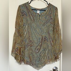 100% Silk Women’s Small Long Sleeve Edward Bohemian Blouse